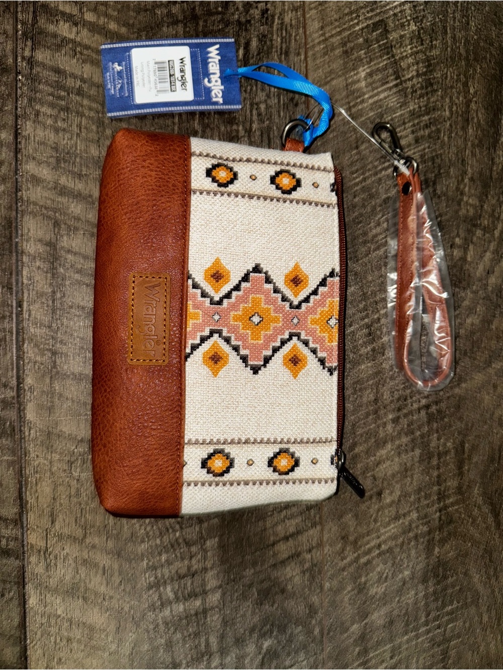 Wrangler Brown & Cream Southwestern Pattern Wristlet